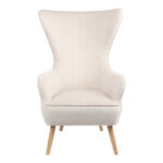 Armchair Byfon cream velvet-rubberwood leg in natural color 76x83x117cm - Слика 4