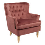 Armchair Keisi rotten apple velvet-rubberwood leg in natural color81.5x84x92.5cm
