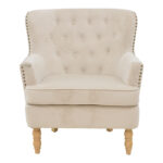 Armchair Keisi cream velvet-natural wooden leg 81.5x84x92.5cm - Image 4