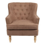 Armchair Keisi brown fabric-natural wooden leg 81.5x84x92.5cm - Слика 4