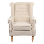 Armchair Piore beige fabric and natural rubberwood leg 77x80x106cm - Слика 4