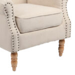 Armchair Piore beige fabric and natural rubberwood leg 77x80x106cm - Слика 6