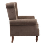 Armchair Piore dark brown fabric and rubberwood leg in walnut shade 77x80x106cm - Слика 3