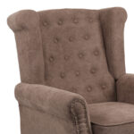 Armchair Piore dark brown fabric and rubberwood leg in walnut shade 77x80x106cm - Слика 5