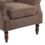 Armchair Piore dark brown fabric and rubberwood leg in walnut shade 77x80x106cm - Слика 6