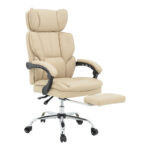 Director's office chair with footrest Zance beige pu-chrome metal leg 70x66x112-120cm - Слика 3
