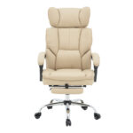 Director's office chair with footrest Zance beige pu-chrome metal leg 70x66x112-120cm - Слика 5