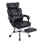 Manager's office chair with footrest Zance black pu-chrome metal leg 70x66x112-120cm - Слика 2