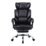 Manager's office chair with footrest Zance black pu-chrome metal leg 70x66x112-120cm - Слика 6