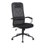 Office chair Lord I fabric in black shade-leg black metal 64x61x116-126cm