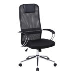 Office chair Lord I fabric in black shade-leg chrome metal 64x61x116-126cm