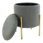 Stool Creativity velvet grey-golden D35x42cm - Слика 2