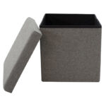 Stool-trunk Crystal fabric grey 38x38x38cm - Image 3