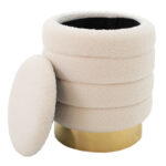 Stool-trunk Dazzle boucle cream-golden D36x44cm - Image 2