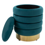 Stool-trunk Dazzle velvet light petrol-golden D36x44cm - Слика 2