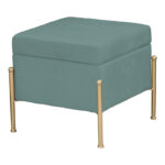 Stool-trunk Panton velvet in pistachio-golden color 40x40x36.5cm - Image 2