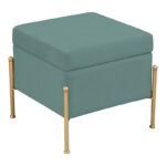 Stool-trunk Panton velvet in pistachio-golden color 40x40x36.5cm