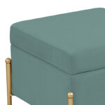 Stool-trunk Panton velvet in pistachio-golden color 40x40x36.5cm - Image 3