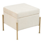 Stool-trunk Panton velvet cream-golden 40x40x36,5cm