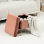 Stool-trunk Panton velvet rotten apple-golden 40x40x36,5cm - Image 2