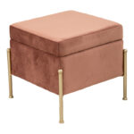 Stool-trunk Panton velvet rotten apple-golden 40x40x36,5cm