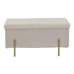Stool-trunk Ziwel teddy white-golden 80x40x40cm - Image 2