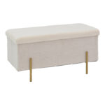 Stool-trunk Ziwel teddy white-golden 80x40x40cm