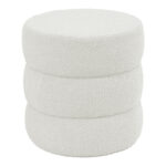 Табуретка Kioto мека ткаенина бела D40x40 см