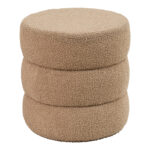 Pouf stool Kioto teddy fabric brown D40x40cm