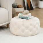 Pouf stool Ferdia velvet cream D59x28.5cm - Слика 2