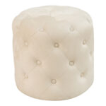 Pouf stool Seval velvet cream D49x47cm