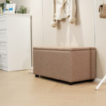 Stool-trunk Corben fabric beige 86x43x45cm - Image 2