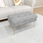 Ottoman Wenzo grey velvet 82x43x46cm - Image 2