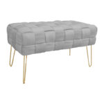Ottoman Wenzo grey velvet 82x43x46cm