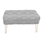 Ottoman Wenzo grey velvet 82x43x46cm - Image 3