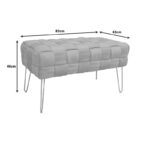 Ottoman Wenzo grey velvet 82x43x46cm - Image 4
