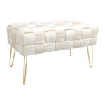 Ottoman Wenzo beige velvet 82x43x46cm