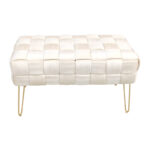 Ottoman Wenzo beige velvet 82x43x46cm - Image 3