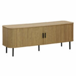 Tv stand-Medium size buffet Scandi MDF natural color with black metal legs 150x45x57.5cm