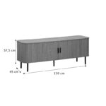 Tv stand-Medium size buffet Scandi MDF natural color with black metal legs 150x45x57.5cm - Image 5