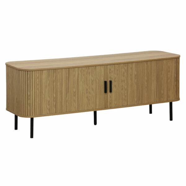 Tv stand-Medium size buffet Scandi MDF natural color with black metal legs 150x45x57.5cm