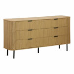 Комода со 6 фиоки Scandi во природна боја 153x46x81 см
