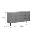 Chest of 6 drawers Scandi  in natural color 153x46x81cm - Image 4