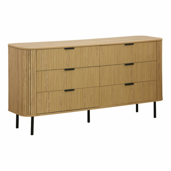 Комода со 6 фиоки Scandi во природна боја 153x46x81 см