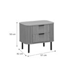 Nightstand Scandi  with 2 drawers in natural color with black legs 57x42x50cm - Слика 4