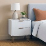 Nightstand Culture  with 2 drawers in white color with golden legs 40x35x52cm - Image 2
