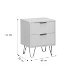 Nightstand Culture  with 2 drawers in white color with golden legs 40x35x52cm - Image 5