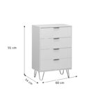 Chest f 4 drawers Culture  in white-golden colour 60x34x91cm - Image 4