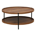 Coffee table Portogie mdf walnut - metal black D80x40cm