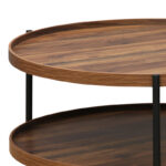 Coffee table Portogie mdf walnut - metal black D80x40cm - Image 3